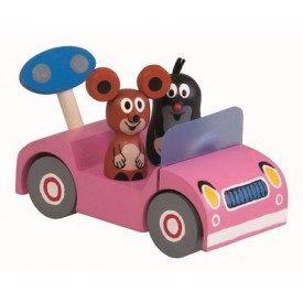 Dřevěné hračky - Krtek na výletě - růžové auto 