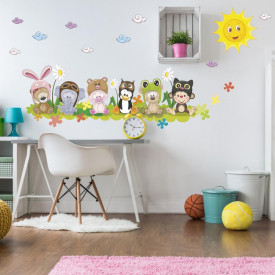 Dětské samolepky na zeď - Kamarádi na louce N.1 – 30 × 95 cm + doplňky