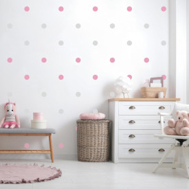 Samolepky na stěnu pro dívky - Sivé a růžové body
