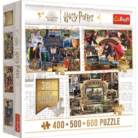 TREFL Puzzle Harry Potter: Turnaj tří kouzelníků, Famfrpál a Bradavice 400 + 500 + 600 dílků
