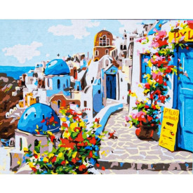 ASTRA Malování podle čísel: Kouzelné Santorini, plátno na rámu 50x40 cm