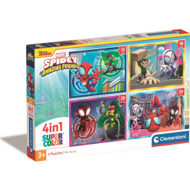 CLEMENTONI Puzzle Spidey a jeho úžasní přátelé 4v1 (12+16+20+24 dílků)