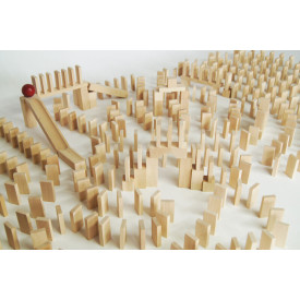 EkoToys Dřevěné domino přírodní 830 ks - poškozený obal